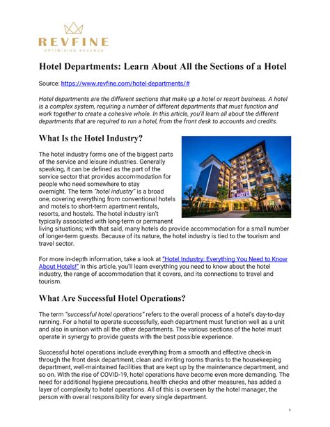Hotel Departments: Learn About All the Sections of a Hotel.